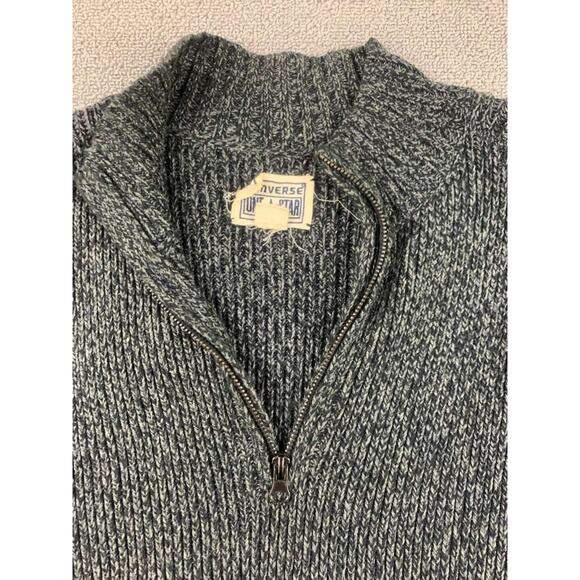 Converse Knit Sweater Women Small Gray Quarter Half Zip Long Sleeve One Star Rib - Picture 9 of 9